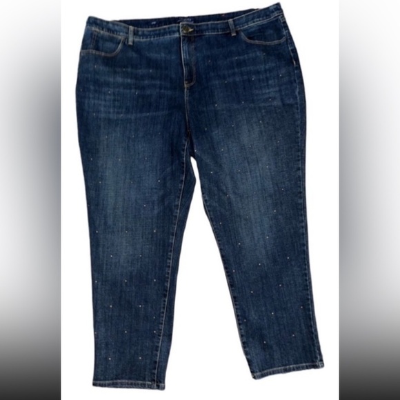 Talbots Simply Flattering 5 pocket size 24 embellished plus ankle denim jeans - Picture 1 of 15